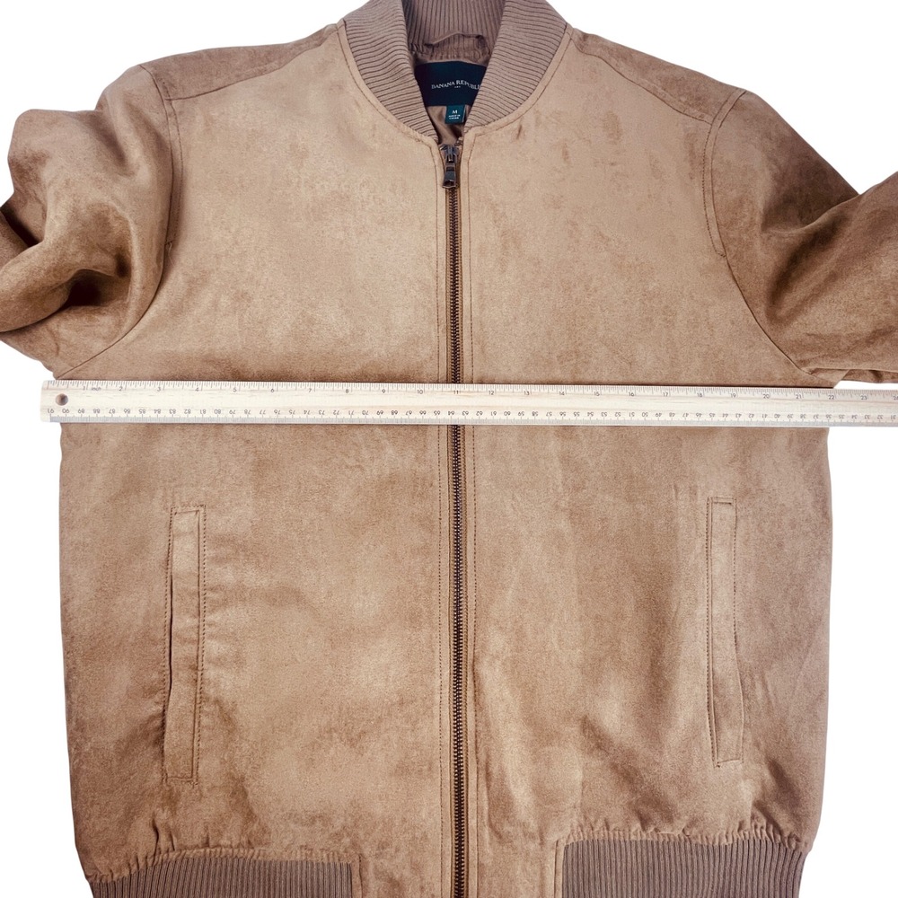 Banana Republic Bomber Jacket Mens M Brown Dark Acorn Vegan Suede 405308-00 - Picture 9 of 10